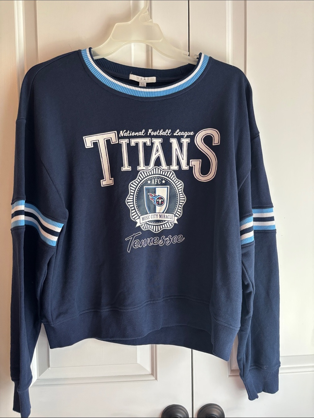 Rocawear Navy Tennessee Titans Crewneck Sweatshirt with Light Blue & White Trim